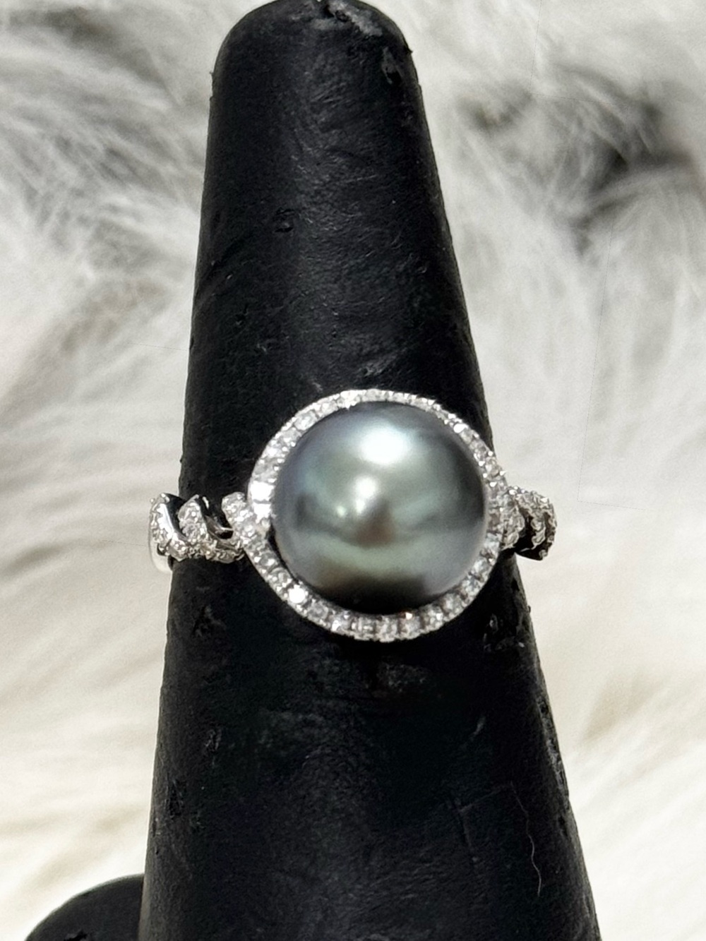 EFFY 14K White Gold Tahitian Pearl Diamond Ring